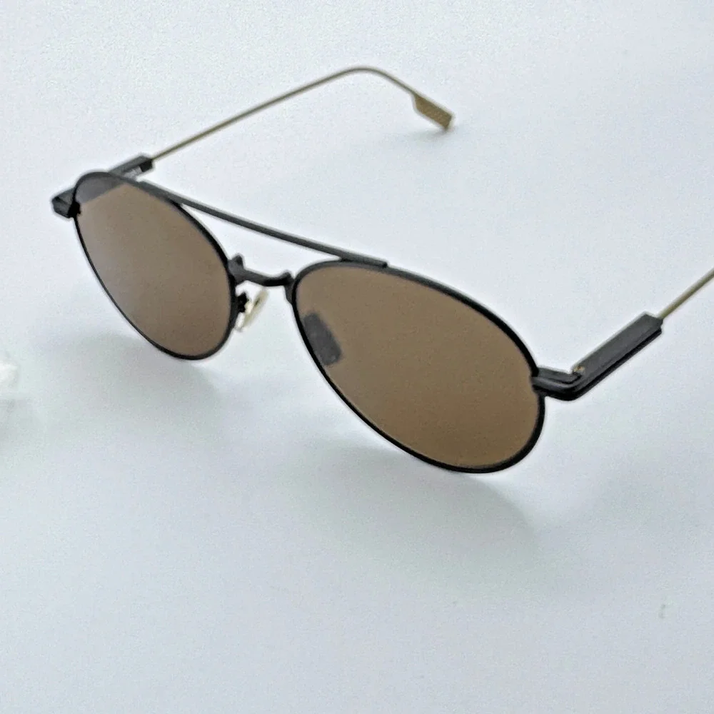 Ermenegildo Zegna Sunglasses EZ0288 49E Matte Dark Brown Aviator Brown Lens 55mm